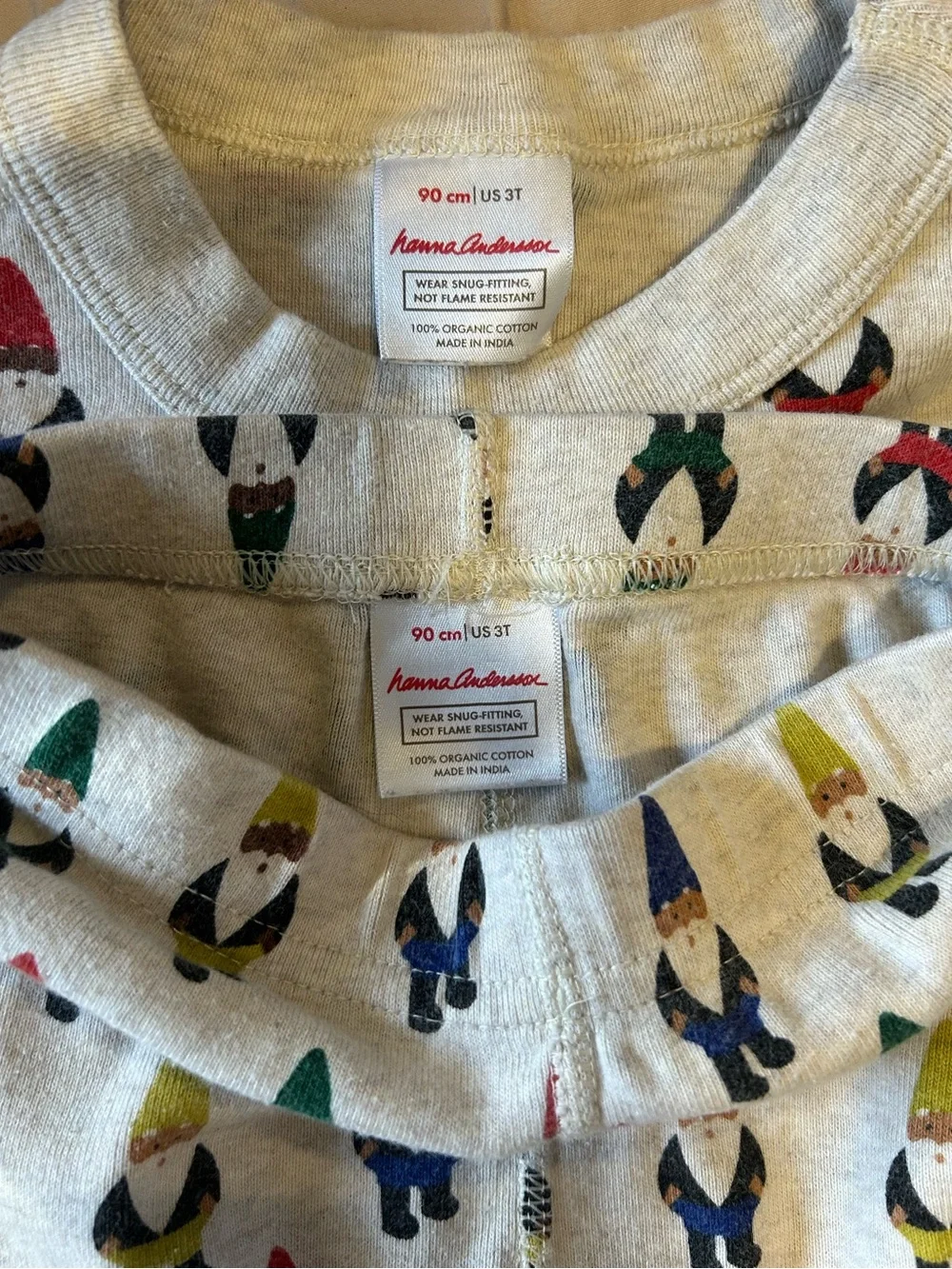 Hanna Andersson 3T Gnome Pajama Set Organic Cotton Long John PJs